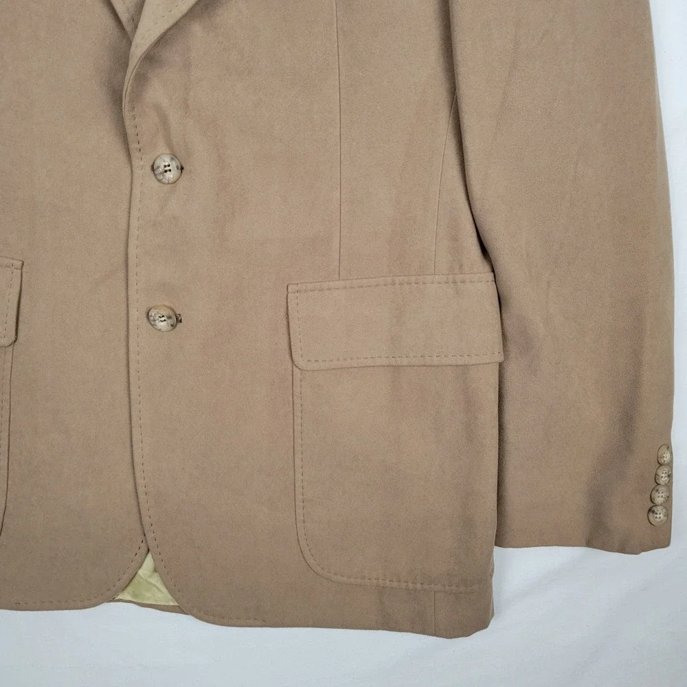 Mens Cricketeer Feinsons‎ Blazer Sport Coat 2 Button Tan Suede Like VTG 40R